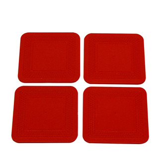 Dycem non-slip and firm holding square coasters, set of 4, red