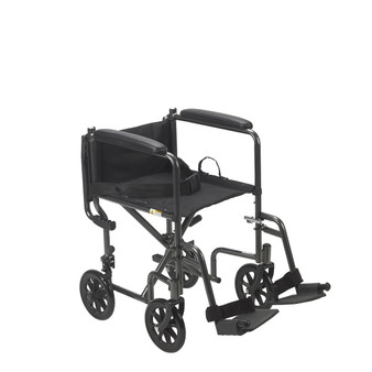 Drive, 17" Seat Lightweight Steel Transport Wheelchair, Fixed Full Arms Arms Down