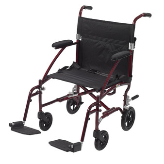 Drive, Fly Lite Ultra Lightweight Transport Wheelchair (Burgundy)