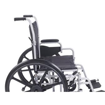 Drive, Poly Fly Light Weight Transport Wheelchair with Swing away Footrests, 20" Seat Side View