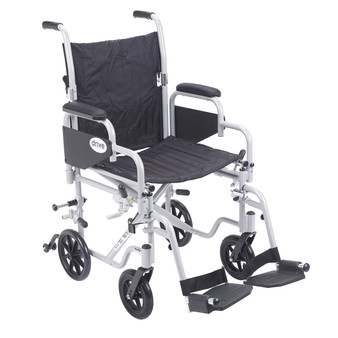 Drive, Poly Fly Light Weight Transport Chair Wheelchair, Swing away Footrests, 18" Seat. Detached wheels