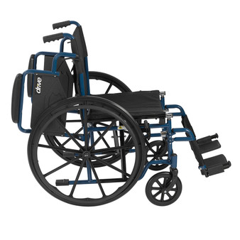 Drive, Blue Streak Wheelchair, Flip Back Arms, Swing Footrests, 16" Seat Flipped Armrest
