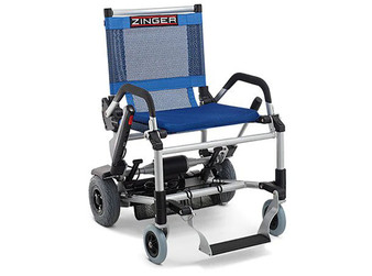 Zinger Folding Power Chair, Two-Handed Control, Blue