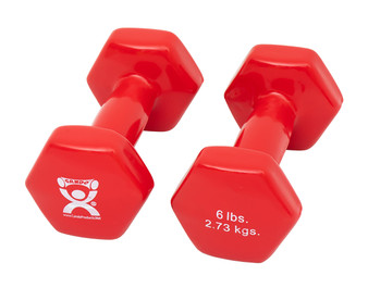 CanDo Vinyl Coated Dumbbell - 6 lbs pair (Red)