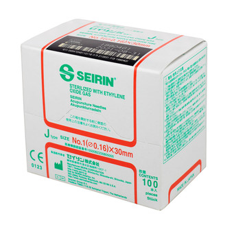 SEIRIN J-Type Acupuncture Needles, Size 1 (0.16mm) x 30mm, 100 ct. 
