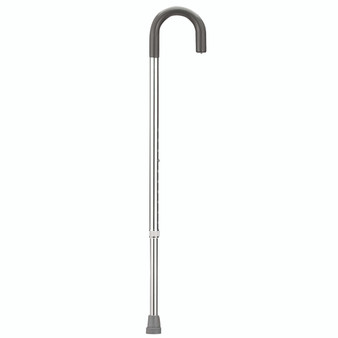 Curved handle adjustable aluminum cane, 29 - 38" (silver)