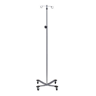 Clinton, 2-Hook IV Pole, Heavy Base (4-Leg)
