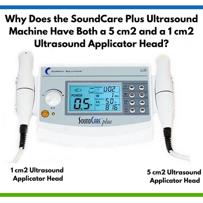 Why Does the SoundCare Plus Ultrasound Machine Have Both a 5 cm2 and a 1 cm2 Ultrasound Applicator Head?