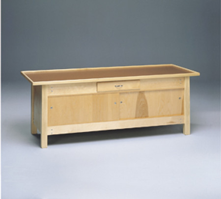 Enclosed Wooden Treatment Table, Doors, Drawer, Raised Rim Top