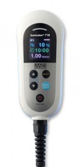 Mettler 718 full powered (2 Wcm continuous, 3 Wcm pulsed) ultrasound fits in palm of your hand. Mettler 718 full powered (2 Wcm continuous, 3 Wcm pulsed) ultrasound fits in palm of your hand.