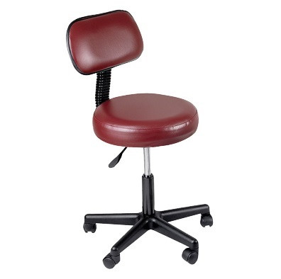 Pneumatic Mobile Stool with Back (Black Upholstery)