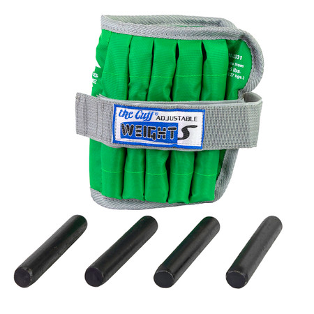 Adjustable Cuff ankle weight - 5 lb - 10 x 0.5 lb inserts - Green