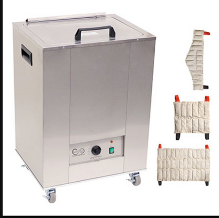 Relief Pak Heating Unit, 12-Pack Capacity, Mobile with (3) Standard, (3) Neck, (3) Oversize Packs, 220V Relief Pak Heating Unit, 12-Pack Capacity, Mobile with (3) Standard, (3) Neck, (3) Oversize Packs, 220V