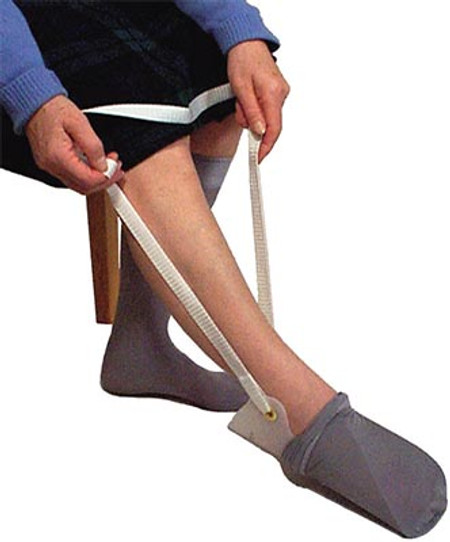 Sock aid with ridges and loop strap Sock aid with ridges and loop strap