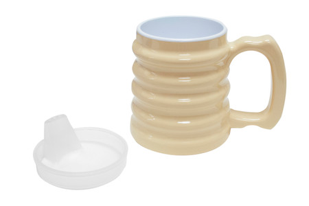Hand-to-hand Contoured Grip mug 10oz with spout lid
