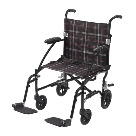 Drive, Fly Lite Ultra Lightweight Transport Wheelchair (Black)
