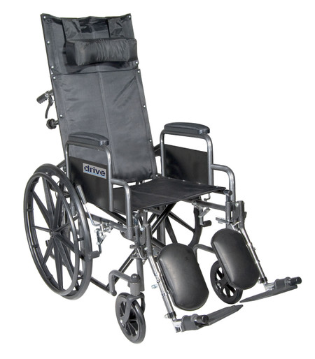 Drive, Silver Sport Reclining Wheelchair - Elevating Leg Rests, Detachable Desk Arms, 20" Seat