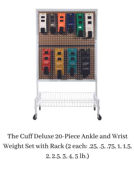 The Cuff Deluxe 20-Piece Ankle and Wrist Weight Set with Rack (2 each: .25, .5, .75, 1, 1.5, 2, 2.5, 3, 4, 5 lb.) The Cuff Deluxe 20-Piece Ankle and Wrist Weight Set with Rack (2 each: .25, .5, .75, 1, 1.5, 2, 2.5, 3, 4, 5 lb.)