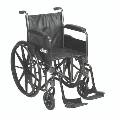 Drive, Silver Sport 2 Wheelchair, Detach. Arms, Swing away Footrests, 16" Seat