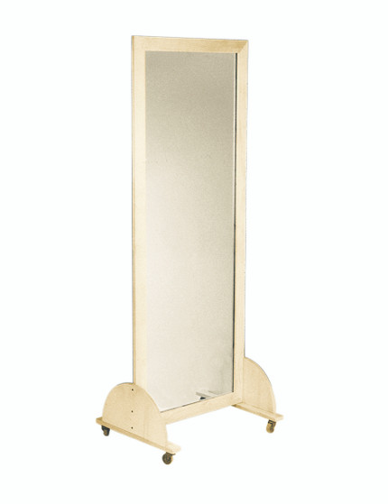 Vertical Glass Mirror, Mobile Caster Base, 22" W x 60" H"