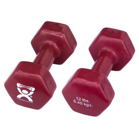 CanDo Vinyl Coated Dumbbell - 12 lbs pair (Maroon)