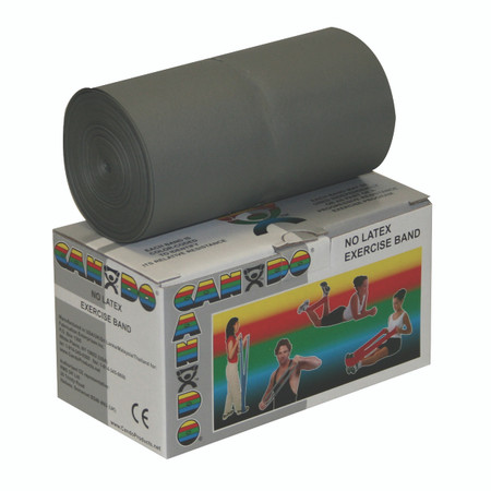 CanDo Latex Free Exercise Resistance Band (6 yd roll - Silver - XX-heavy)