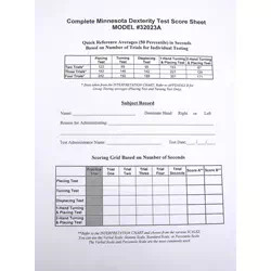 Complete Minnesota Dexterity Test (50 Score Sheets)