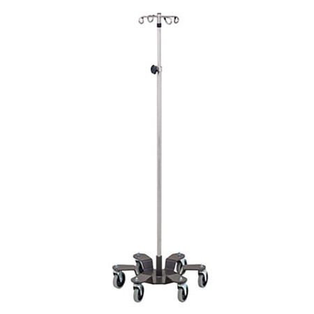 Clinton, 4-Hook IV Pole, Heavy-Duty Infusion Pump Stand, Stainless Steel (6-Leg)
