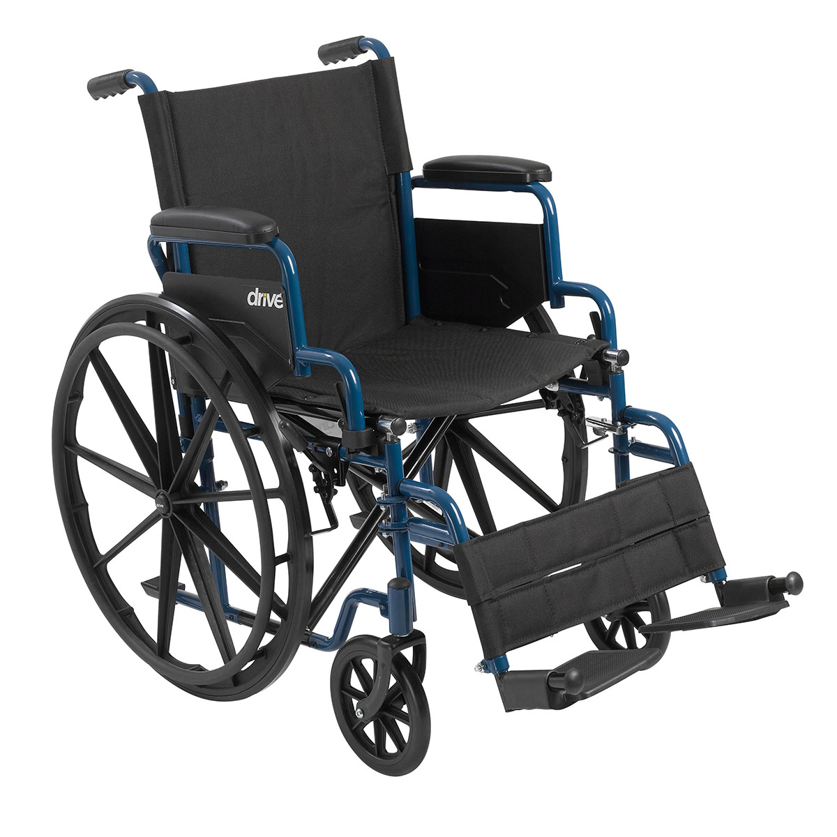 Drive, Blue Streak Wheelchair, Flip Back Arms, Swing Footrests, 16