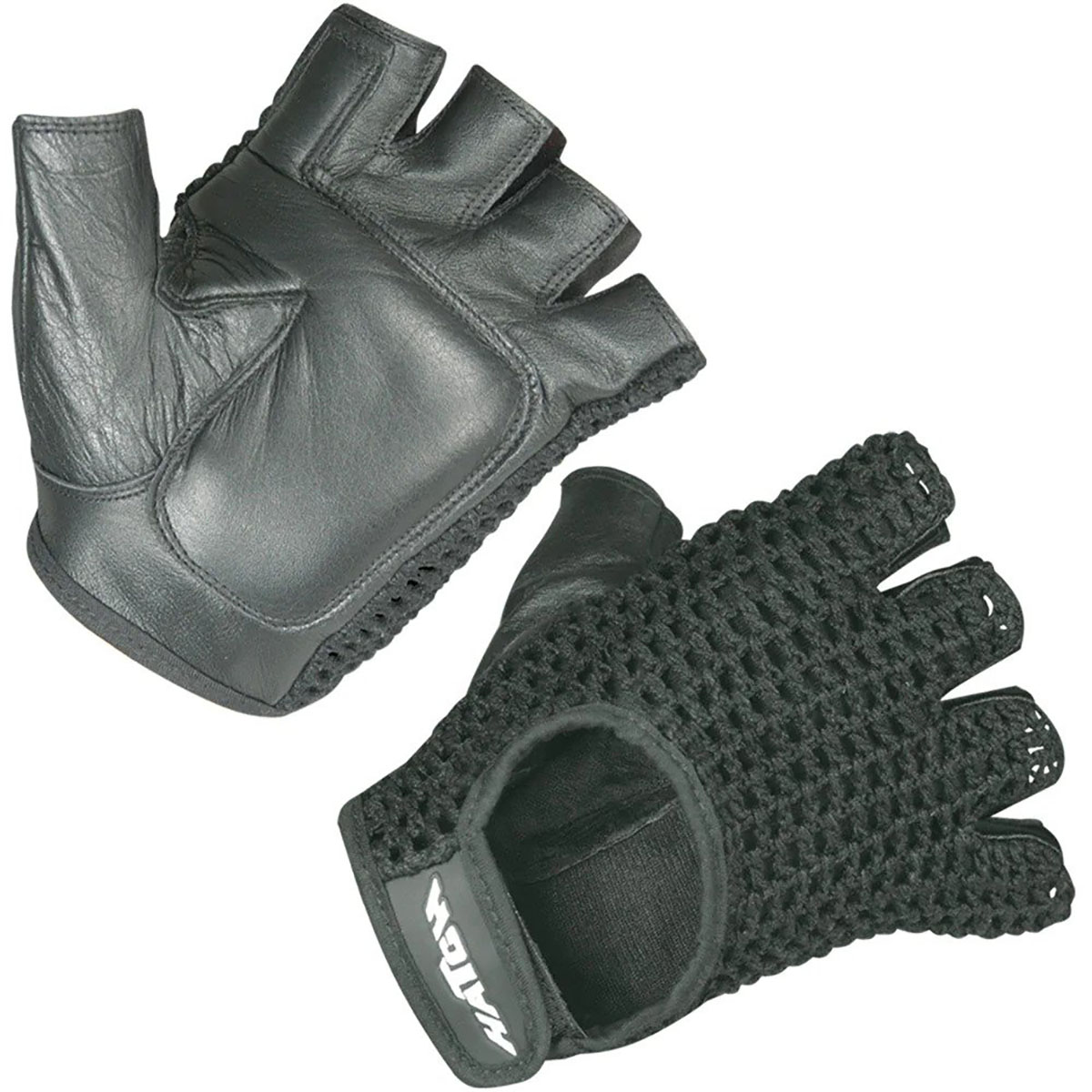 Hatch Wheelchair Gloves - black, leather palm, Mesh Back, XX