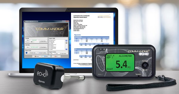 Commander Echo Downloader software wirelessly records and tracks pain algometer tests.