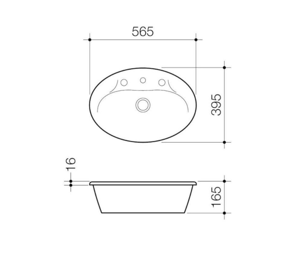 Caroma Centro Vanity Basin 3 Tap Hole