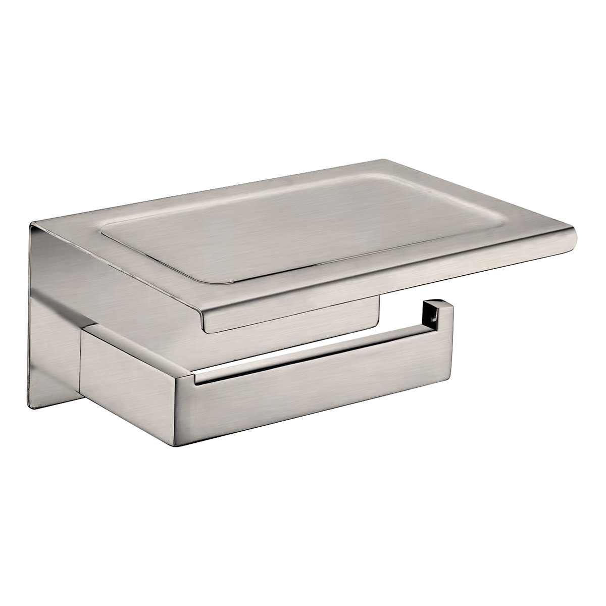 Raymor Edge II Toilet Roll Holder with Shelf Brushed Nickel