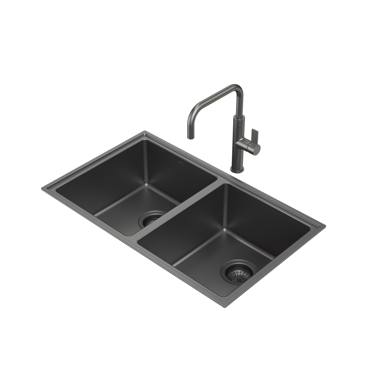 Caroma Urbane II Double Bowl Sink Gunmetal