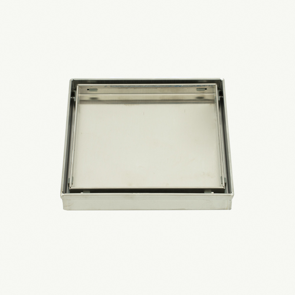 Radiant Square Tile Insert Shower Grate 150mm + 90mm Outlet Mirror Polished