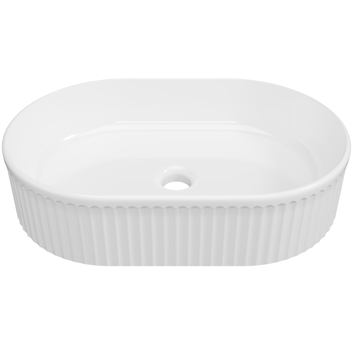 Timberline Oval Flute Basin 490mm White Gloss