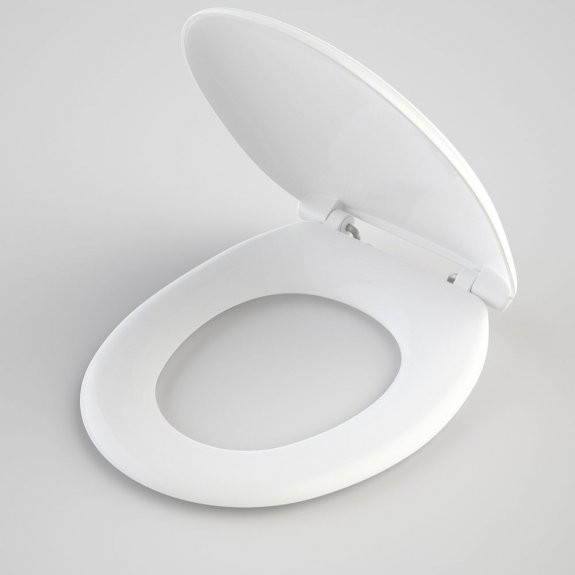Caroma Caravelle Care Double Flap Toilet Seat White in White