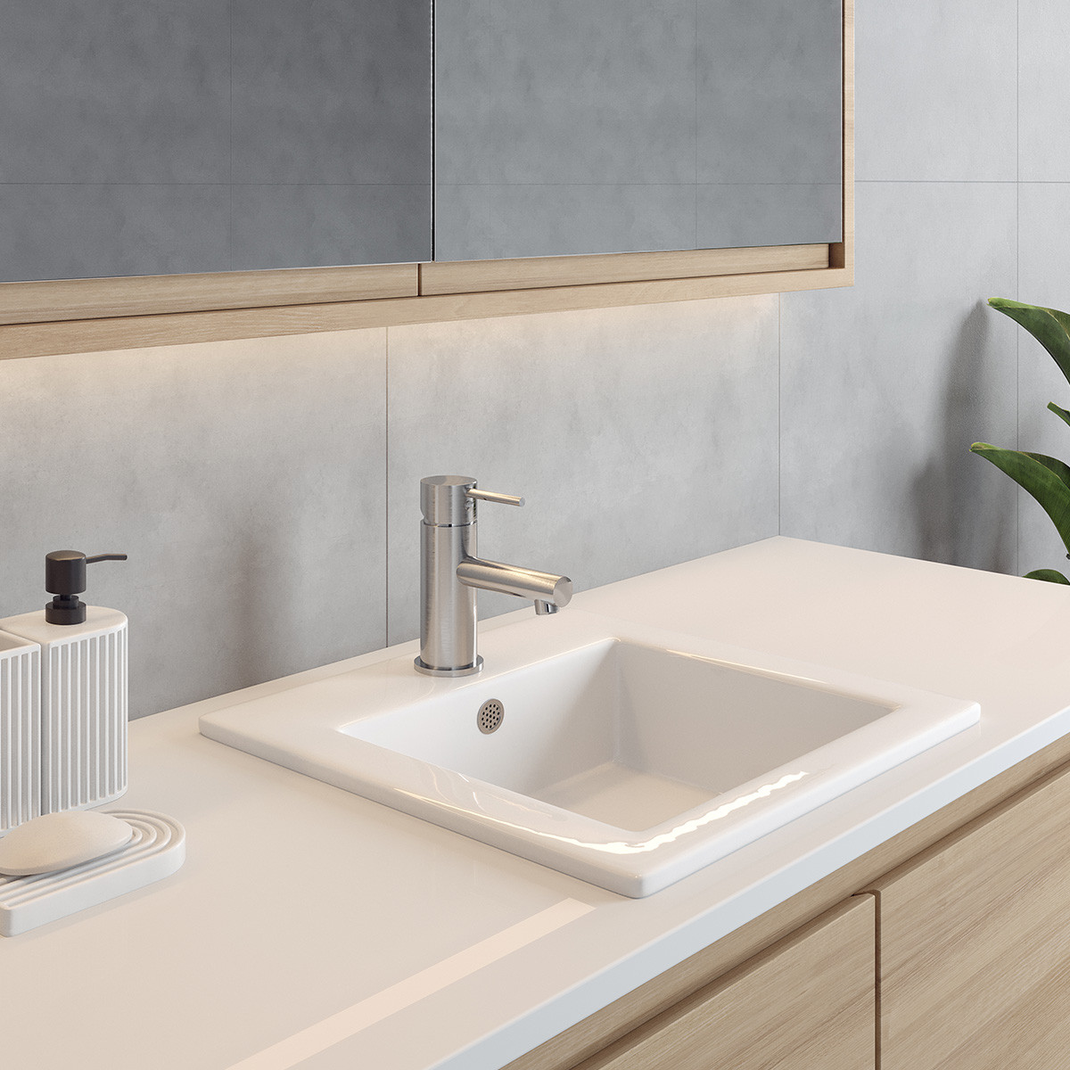 Raymor Banjo Vanity Basin w/PopUp Waste 410mm x 410mm White