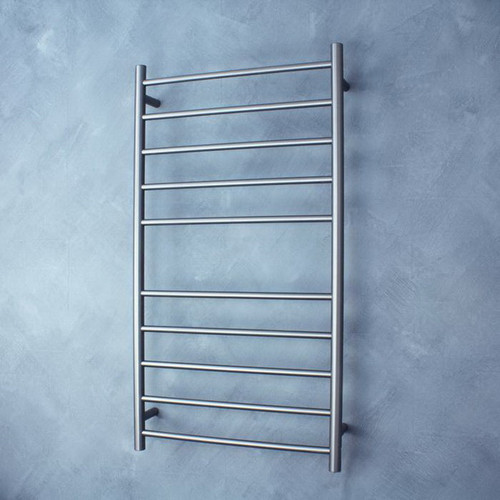 Radiant Australia Round Heated Towel Ladder 125W 10 Bar 600 x 1100mm Gun Metal Grey Left Hand Wired [165381]