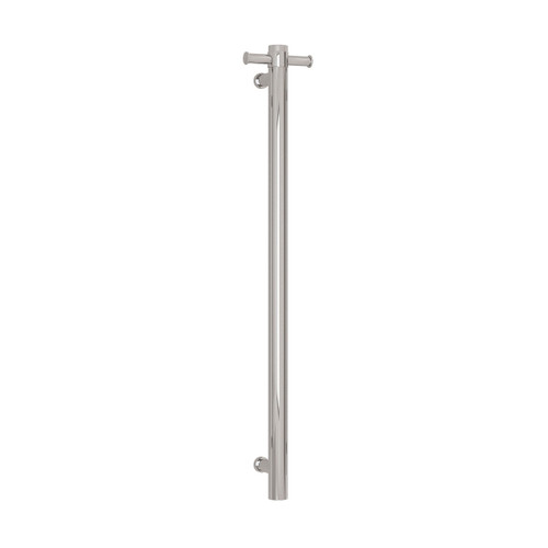 Thermorail Straight Round Vertical SingleBar Heated Towel Rail 30W 142mm x 900mm Polished Stainless Steel [167874]