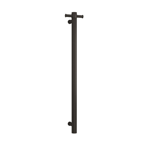Thermorail Straight Round Vertical SingleBar Heated Towel Rail 30W 142mm x 900mm Matte Black [167875]