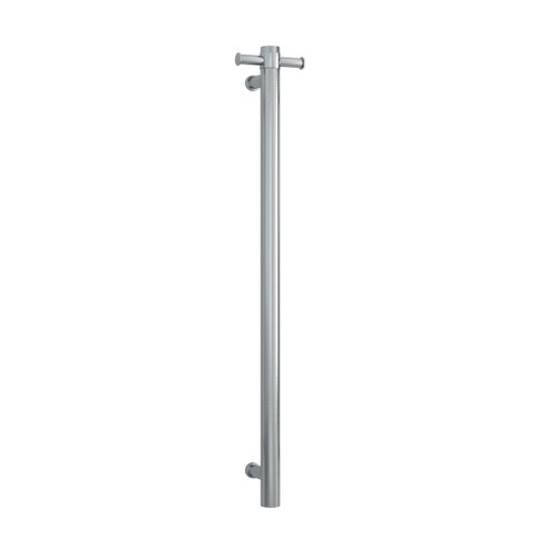 Thermorail Straight Round Vertical SingleBar Heated Towel Rail 30W 142mm x 900mm Brushed Stainless Steel [167876]