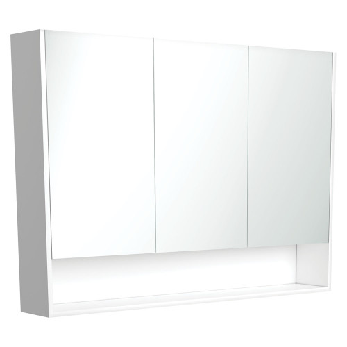 Uni Mirror Cabinet w/Display Shelf 1200mm Satin White [191581]