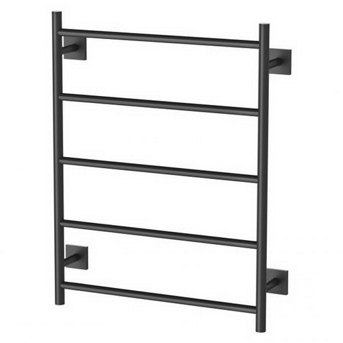 Radii Heated Towel Ladder 62W 5 Bar 550mm x 740mm with Square Plate Matte Black [199296]