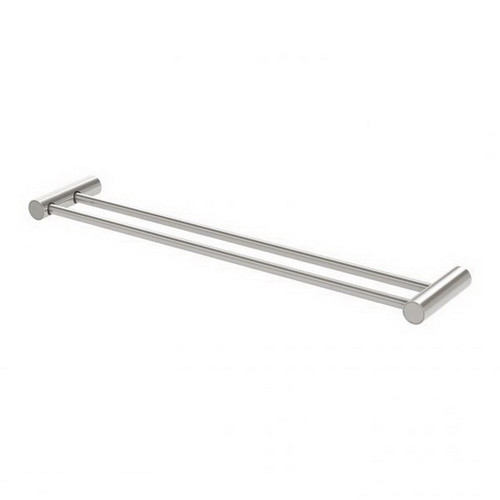 Vivid Slimline Towel Rail Double 600mm Brushed Nickel [199316]