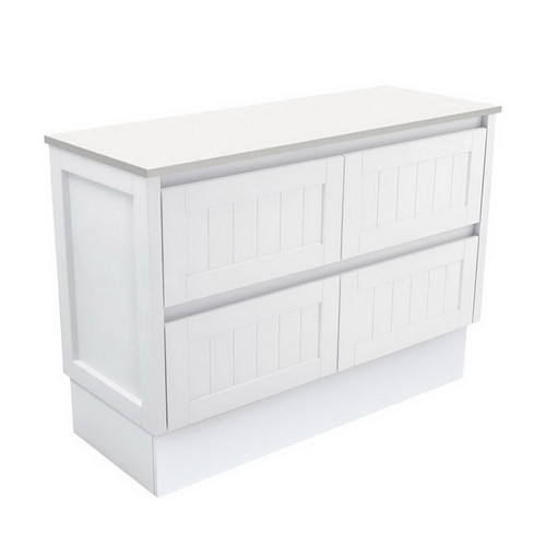 Hampton Cabinet on Kick Board 4 Drawer 1200mm Satin White [180656]