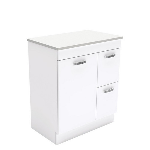 Unicab 750 Gloss White Cabinet on Kick Board 1 Door 2 Right Drawer [180698]