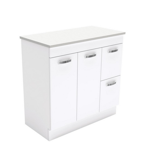 Unicab 900 Gloss White Cabinet on Kick Board 2 Door 2 Left Drawer [180703]