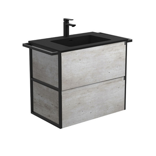 Montana 750 Solid Surface Moulded Basin-Top + Amato Industrial Cabinet Wall-Hung with Twin Towel Rails 2DRW 1TH [191706]