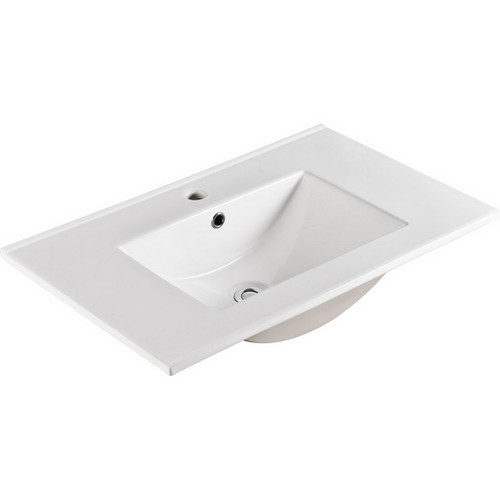 Dolce 750 Gloss White Ceramic Basin-Top 1 Tap Hole [191853]